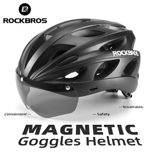 [จัดส่งโดย Shopee]Rockbros หมวกกันน๊อค ความปลอดภัย Ultralight ถนนจักรยานหมวกกันน็อคจักรยานเสือภูเขาเมืองจักรยานหมวกกันน็อคจักรยานด้วยแว่นตาแม่เหล็ก 6 สี