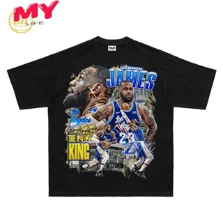 LIFE BIL เสื้อยืดแขนสั้น ผ้าฝ้าย ทรงหลวม ลาย NBA LeBron James แฟชั่นสตรีท สไตล์ฮิปฮอป 2022 S M L XL 2XL 3XL