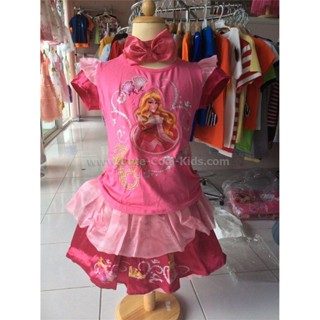 Dress-402 เดรสเจ้าหญิง ชุดเจ้าหญิงดิสนีย์ พร้อมโบว์คาดผม Size-120 (5-6Y)