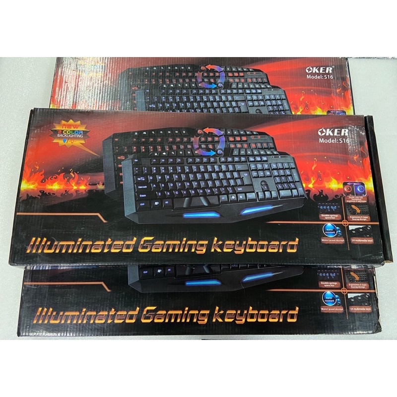 คีย์บอร์ดมีไฟ-oker-gaming-keyboard-s10-s16-s17-สินค้าใหม่-โล๊ะสต๊อค-ราคาถูก