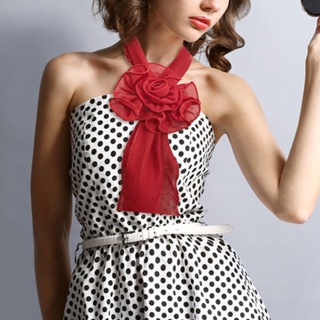 [B_398] Women Scarf Soft Multi-function Lightweight Sweet Keep Warm Thin Rose Shape Anti-UV Neckerchief for Dating