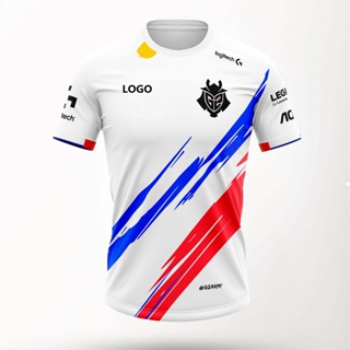 เสื้อยืดพิมพ์ลายทีมผู้สนับสนุนชุดใหม่ G2ทีมเครื่องแบบ G2 E-ชุดกีฬา League Of Legends 3D เสื้อยืด2022 G2ฝรั่งเศส Collar