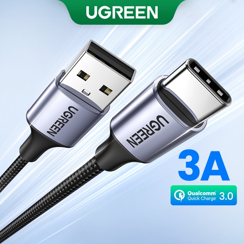 ราคาและรีวิวUgreen 3A Type C USB C สายชาร์จเร็ว สายข้อมูลไนลอนถัก สําหรับ Samsung Galaxy S9 / Xiaomi Realme