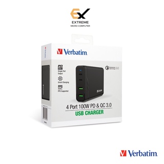Verbatim 4 Port 100W PD &amp; QC 3.0 USB Charger