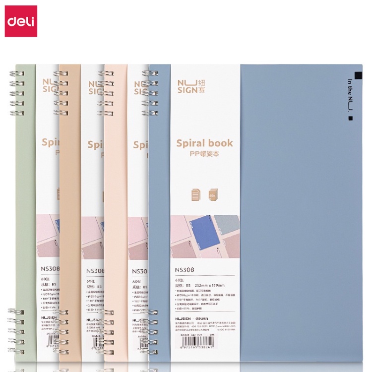 deli-สมุดโน๊ต-สันห่วง-สมุดสันลวด-a6-a5-b5-สมุดมีเส้น-เส้นกริด-สีพาสเทล-สุ่มสี-สมุดบันทึก-80-แกรม-60-แผ่น-notebooks