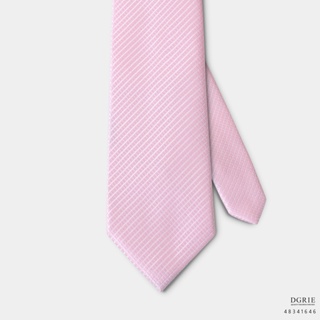 Pink Mini Check White Necktie-เนคไทสีชมพูลายตารางเล็ก