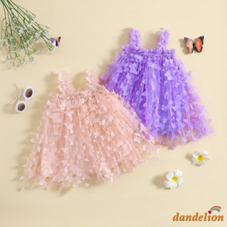 Dandelion- ชุดเดรสเจ้าหญิง แขนกุด ลายผีเสื้อ 3D สีพื้น สําหรับเด็กผู้หญิง 6 เดือน - 4 ปี xSweet