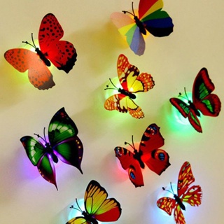 3D Butterfly Night Light Creative Toy Colorful Luminous Butterfly Night Light Paste Led Decorative Wall Lamp Small Play Decor