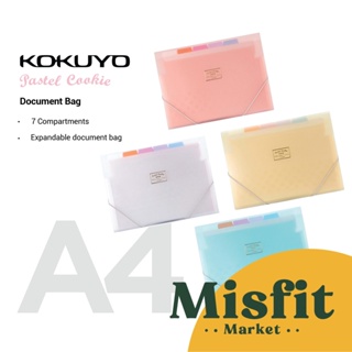 Kokuyo กระเป๋าเอกสารคุกกี้ สีพาสเทล ขนาด A4 ขยายได้