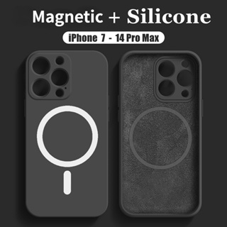 เคสซิลิโคนนิ่ม แบบแม่เหล็ก สําหรับ iPhone 11 12 13 14 Pro MAX XS MAX XR X 14 7+ 8 Plus