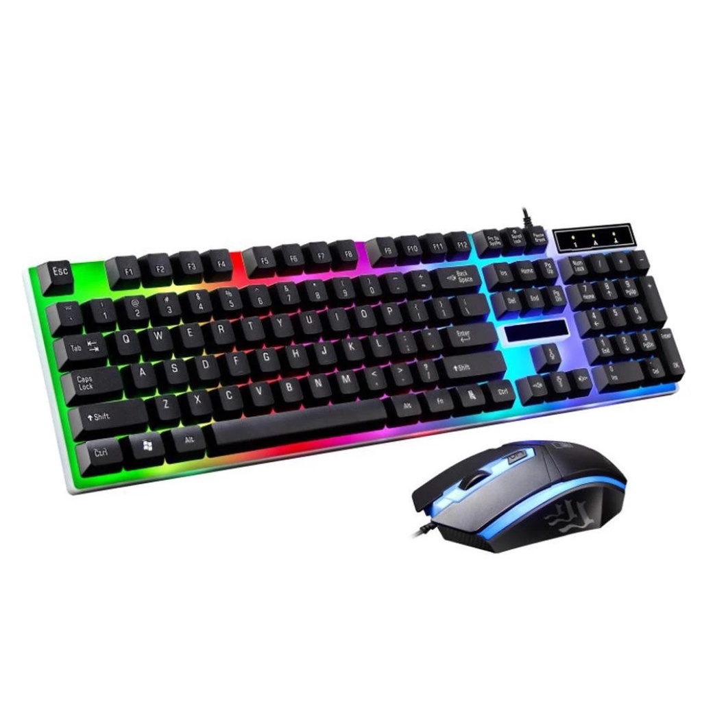ภาพสินค้าKeyboard and Mouse Set (สีดำ) สำหรับเล่นเกม Office/Gaming Mechanical Feeling 104 Key USB Wired RGB LED Back light จากร้าน linguangpeng บน Shopee ภาพที่ 8