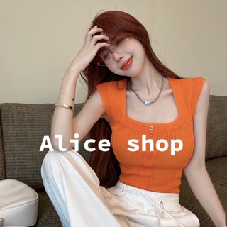 Alice เสื้อครอป เสื้อครอปหญิง แฟชั่น ใส่สบายๆ ไหมพรม A20K018