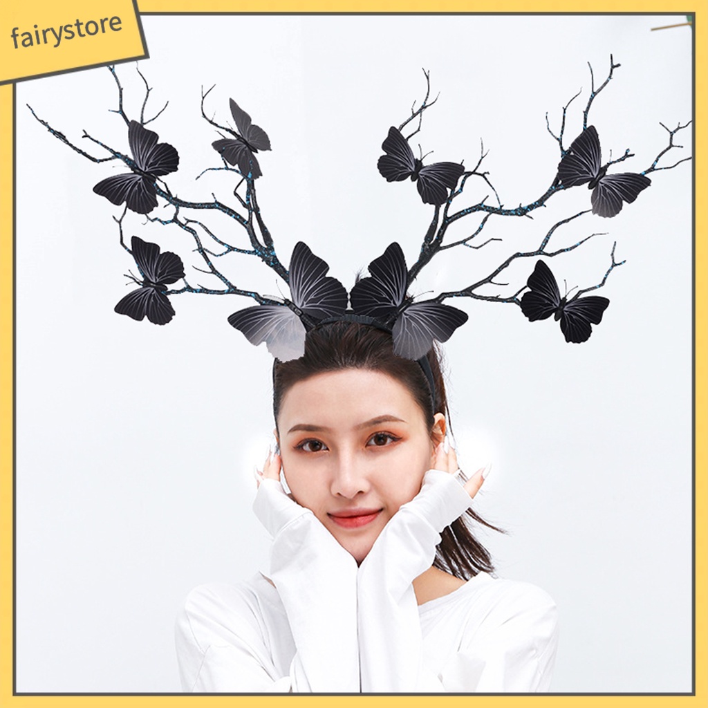 fairystore-พร็อพถ่ายรูป-ที่คาดผม-กิ่งไม้-ผีเสื้อ-กิ่งไม้ฮาโลวีน-สําหรับปาร์ตี้