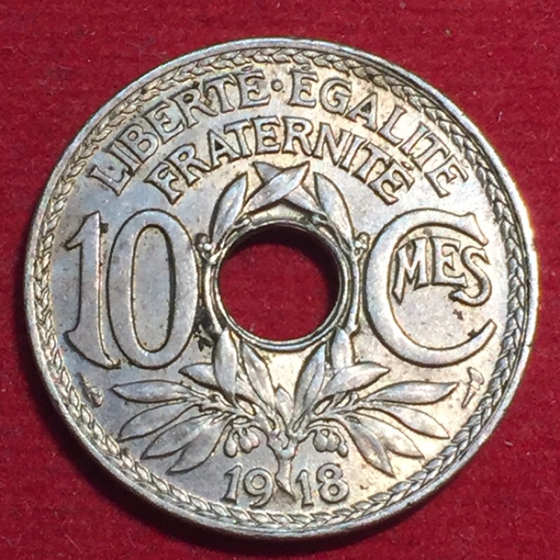 เหรียญเก่า-ฝรั่งเศส-ปี-1918-10-centimes