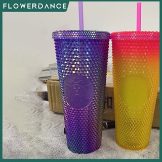 710Ml ความจุขนาดใหญ่ Starbucks Cup Starbucks Tumbler Brilliant Cup Diamonds Drink Cold Coffee Cup For College Students And Office Women Flowerdance