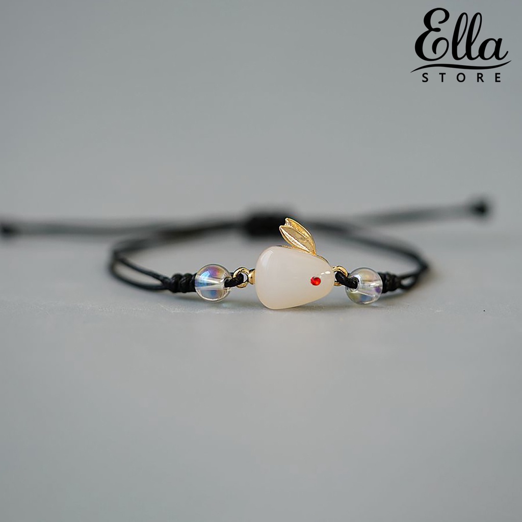 ellastore123-สร้อยข้อมือโซ่ถัก-ลายกระต่ายน่ารัก-สไตล์จีน-สําหรับของขวัญปีใหม่