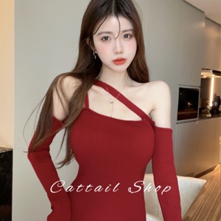 Cattail  เดรส ชุดเดรสผู้หญิง เวอร์ชั่นเกาหลี ชุดคริสมาสต์ แฟชั่น เดรสสีแดง Stylish ทันสมัย คุณภาพสูง สไตล์เกาหลี A22M01Z 36Z230909