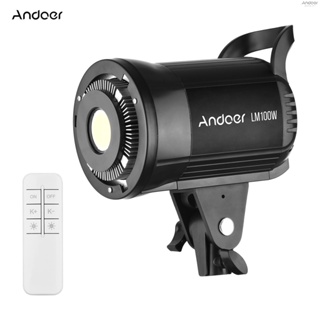 Andoer LM100W ไฟเติมแสง LED แบบพกพา 100W ไฟวิดีโอสตูดิโอ 5600K หรี่แสงได้ เมาท์โบเวน ไฟต่อเนื่อง พร้อมรีโมตคอนโทรล สําหรับถ่ายภาพผลิตภัณฑ์ พอร์ทเทรท งานแต่งงาน