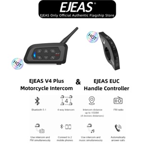 Ejeas V4 Plus ชุดหูฟังบลูทูธ 5.1 4 กันน้ํา พร้อมรีโมตคอนโทรล EUC สําหรับหมวกกันน็อครถจักรยานยนต์ Shoei AGV KYT Yamaha Honda 1 แพ็ค
