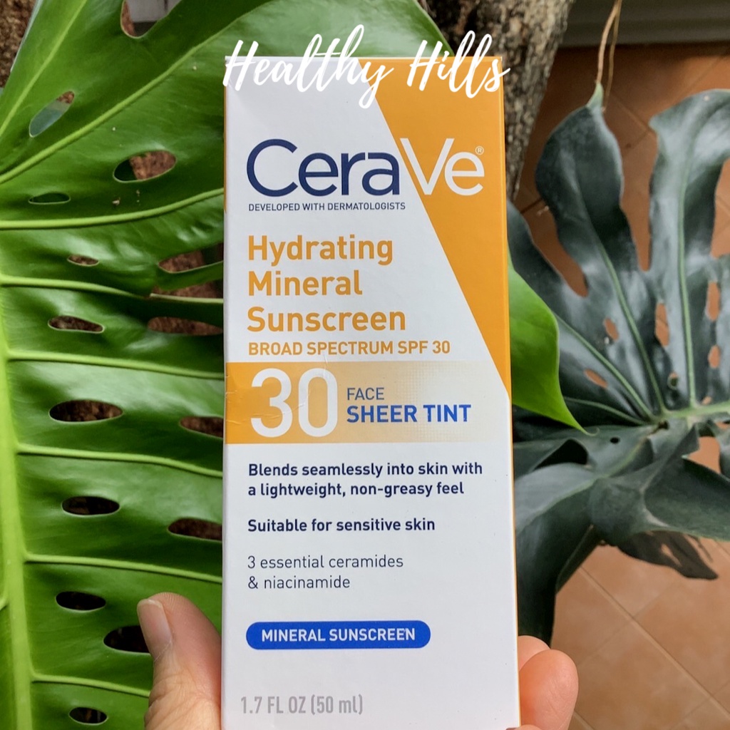 CeraVe Hydrating Mineral Sunscreen SPF30 Face Sheer Tint 50 ml Shopee