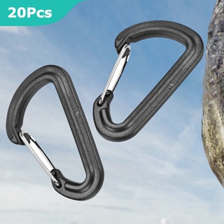 สินค้า 20Pcs Plastic Carabiner Climbing Hiking Locking Buckle Key Ring Outdoor Sports Accessory