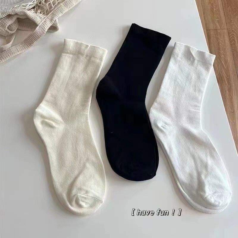 ภาพสินค้าถุงเท้าข้อยาว สีขาว แบบเรียบง่าย สไตล์ญี่ปุ่น แฟชั่นฤดูใบไม้ร่วง สําหรับผู้หญิง จากร้าน miniya.th บน Shopee ภาพที่ 8