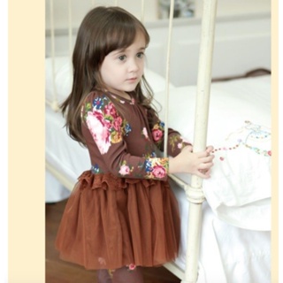 Dress-146 กระโปรงเด็กเกาหลีสีน้ำตาล (ไม่รวมเลคกิ้ง)