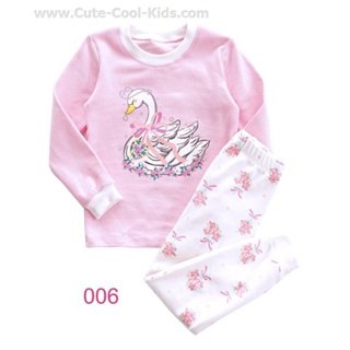 LBEBE-006 ชุดนอนเด็กสีชมพูลายหงส์ Size-110 (4-5Y)