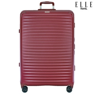 ELLE Travel Ripple Collection, Large 28" Luggage,  100% Polycarbonate (PC), Secure Aluminum Frame, Red WIne