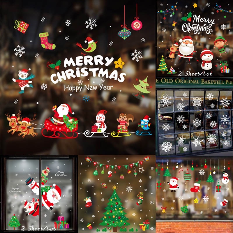 ภาพสินค้าพร้อมส่ง 2 แผ่น / ม้วน สติกเกอร์ติดผนัง สติกเกอร์หน้าต่าง คริสต์มาส หลากสี ตกแต่งคริสต์มาส ตกแต่งคริสต์มาส จากร้าน 308p4freff บน Shopee ภาพที่ 2