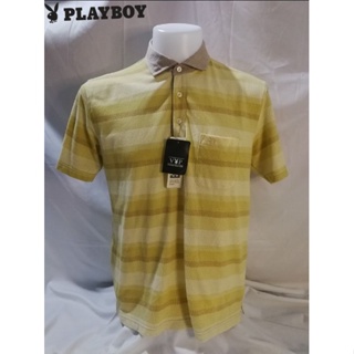 VIP​ PLAYBOY​ Brand_2nd hand (BK3)​ เสื้อโปโลแขนสั้นผ้าฝ้าย​ 75% โพ​ลีเอสเตอร์​ 25%​/ Size​ LL / แท้มือสองกระสอบนำเข้า