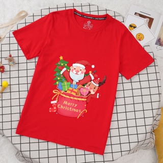 ▩เสื้อยืดคริสต์มาส 2022 Merry Christmas &amp; Happy new year T-shirt เสื้อยืดพิมพ์ลายซานต้าและเอลค์น่ารัก เสื้อปีใหม่ No.103