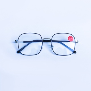 แว่นสายตาสั้น และกลองแสงสีฟ้า blue cut แว่นตาคุณภาพ กรอบโลหะ ทรงเหลี่ยม -50 ถึง -400 รุ่น 9997