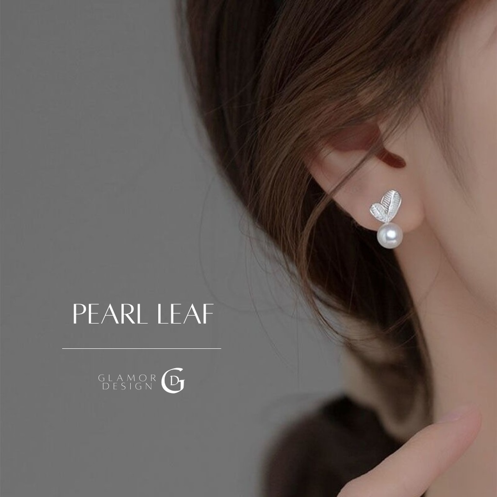 ภาพหน้าปกสินค้าGLAMOR ต่างหูไข่มุกแท้ Pearl Leaf ต่างหูมุกธรรมชาติ แท้ 100% เม็ตใหญ่ ต่างหูเงินแท้ ไม่แพ้ ต่างหูมุกเกาหลี ตุ้มหูมุกแท้