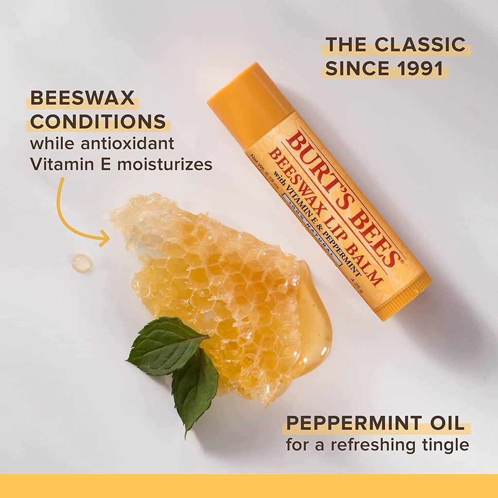 ลิปบาล์ม-burts-bees-beeswax-lip-balm-ผสมวิตามินอี-ให้ความชุ่มชื้น-ริมฝีปากนุ่ม-ไม่แห้งแตก-นำเข้าจากอังกฤษ