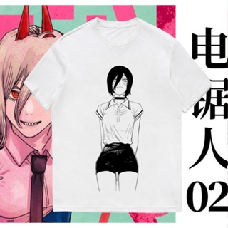Chainsaw Man peripheral short-sleeved T-shirt anime Japanese two-dimensional Makima clothes summerเสื้อยืดคอกลม