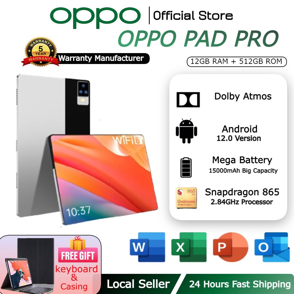 ภาพหน้าปกสินค้าOPPO Tablet PC OPPO แท็บเล็ต 10.8 Inch Android 8.1 6GB RAM 128GB ROM สองซิม 4G LTE รองรับซิมการ์ดทุกเครื่อข่าย จากร้าน domestic.co บน Shopee