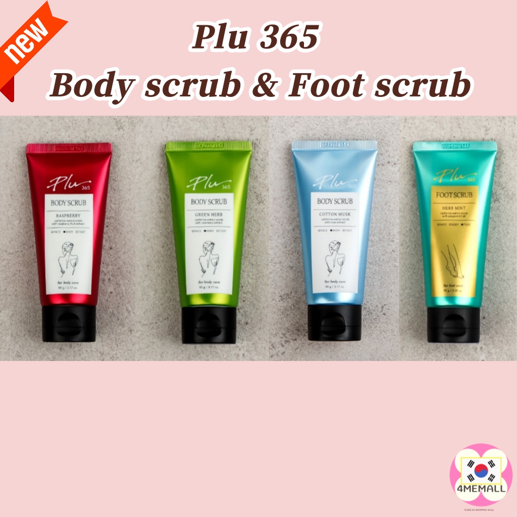 Plu 365 body scrub 90g, foot scrub 95g, dead skin removal, moisturizing