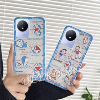 เคสโทรศัพท์มือถือแบบนิ่ม วีโว่ VIVO Y02 Y02S Y16 Y22S Y22 Y30 Y35 Y55+ Y55 Y75 Y77 V25e V25 Pro X80 Pro 4G 5G Smartphone Casing Lovely Cute Blue Cartoon Doraemon Phone Cell Case Softcase TPU Couple Cover