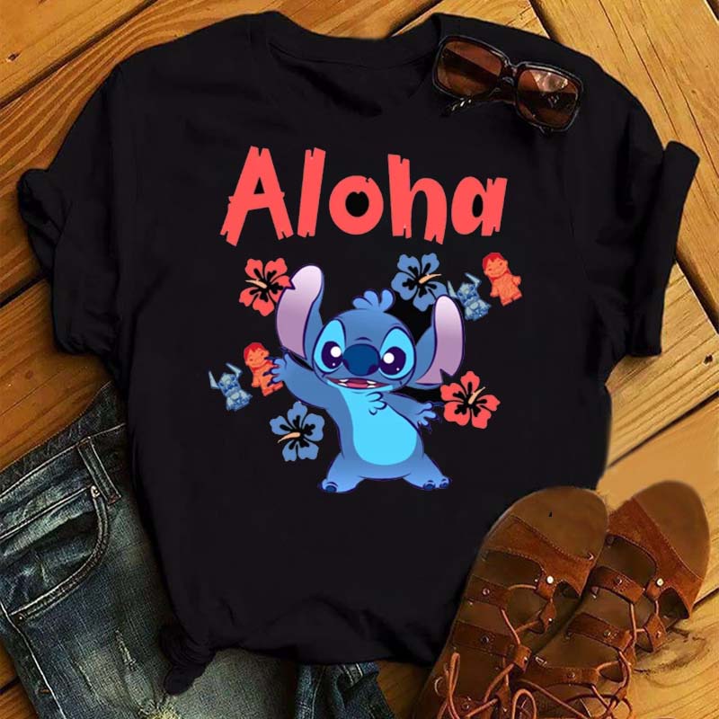 เสื้อยืด-พิมพ์ลายการ์ตูนคริสต์มาส-lilo-stitch-kawaii-แบบตลกเสื้อคู่รัก