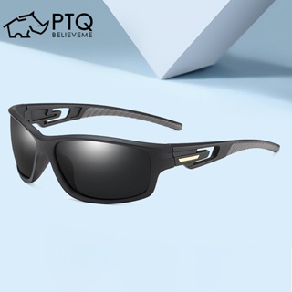แว่นตากันแดด เลนส์โพลาไรซ์ UV400 สําหรับผู้ชาย เหมาะกับการขับขี่ เล่นกีฬา ขี่จักรยาน ตกปลา PTQ