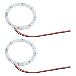 Edb* แหวนไฟ LED 12V 24 SMD 80 มม. สีขาวสว่าง สําหรับรถยนต์ 2 ชิ้น