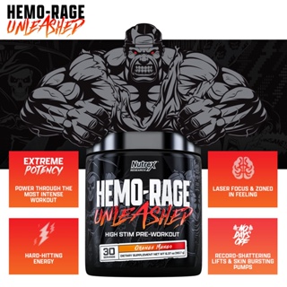 Pre-Workout Nutrex Research, Hemo-Rage Unleash, High Stim 30 Servings