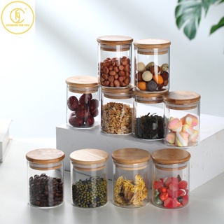 Family 10pcs 230ml Glass Round Food Storage Tank with Lid Kitchen Coffee Beans Tea Grains Canister Home Nut Tea Leaf Sto