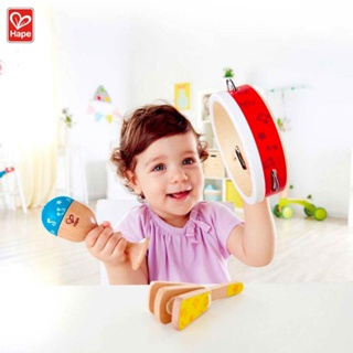 [ช้อปดีมีคืน] [Hape] Toddler Music ชุดดนตรี 3 ชิ้น Junior Percussion Set กลอง, มาราคัส และมือตบ (12M+)