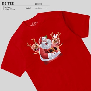 เสื้อยืด ลายคริสต์มาส SANTA &amp; DEERS | Deiteeเสื้อคู่รัก