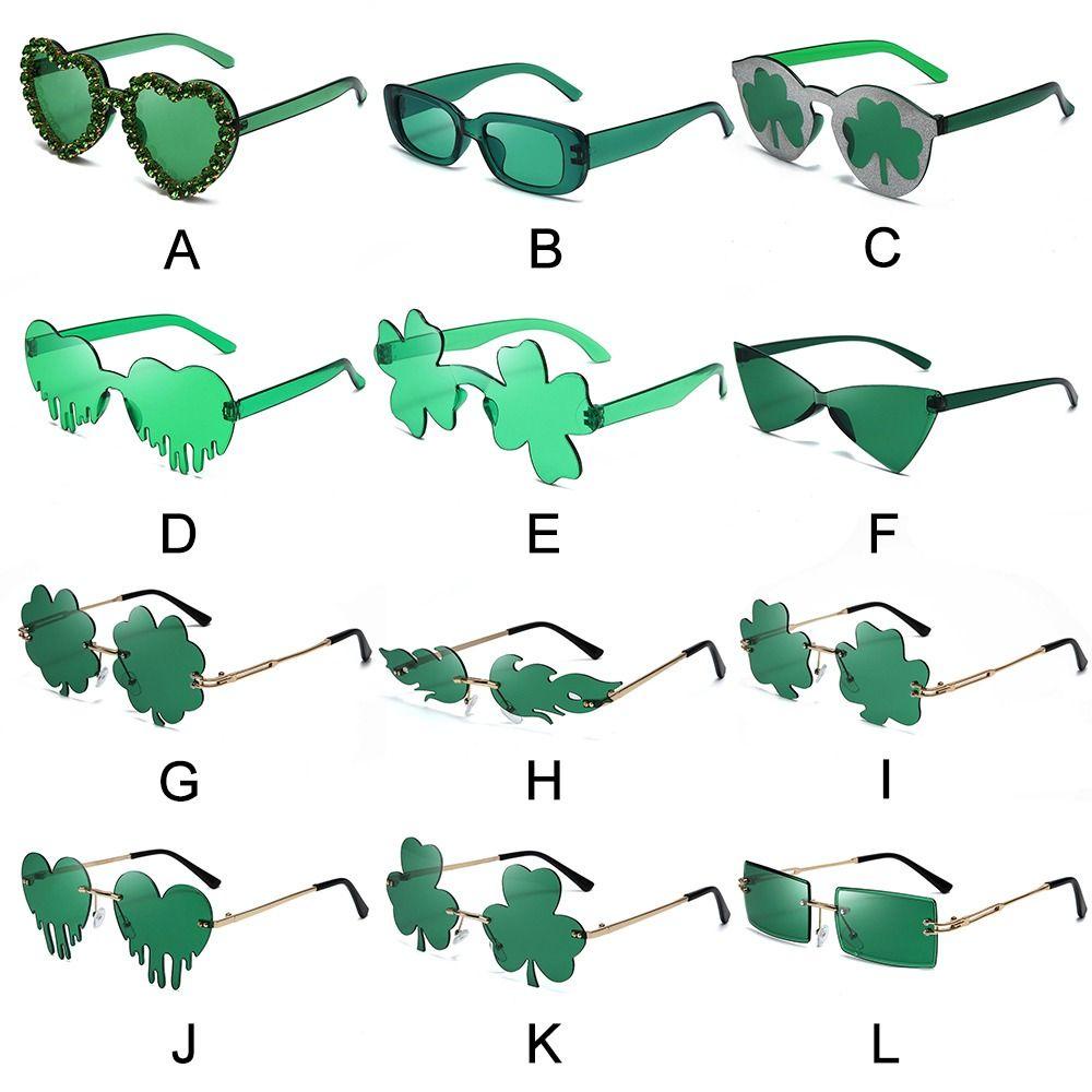 eutus-แว่นตากันแดดแฟชั่น-ไร้ขอบ-สีเขียว-ใบโคลเวอร์สี่แฉก-สําหรับผู้ชาย-ผู้หญิง