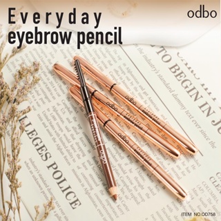(1 แท่ง) OD758 ODBO EVERYDAY EYEBROW PENCIL ดินสอเขียนคิ้ว ปลอกเหล็ก พร้อมหัวแปรงคิ้ว แบบเหลา