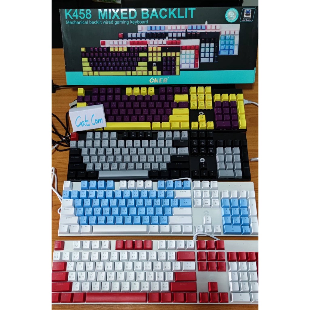 keyboard-gaming-mechanical-oker-k458-mixed-backlit-blueswitch-รับประกัน2ปี