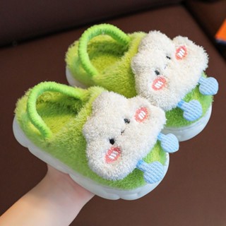 รองเท้าแตะ ผ้าฝ้าย พื้นนิ่ม กันลื่น ลายก้อนเมฆน่ารัก เหมาะกับใส่ในบ้าน แฟชั่นฤดูหนาว สําหรับเด็กผู้ชาย และผู้หญิง อายุ 1-3 2 ปี